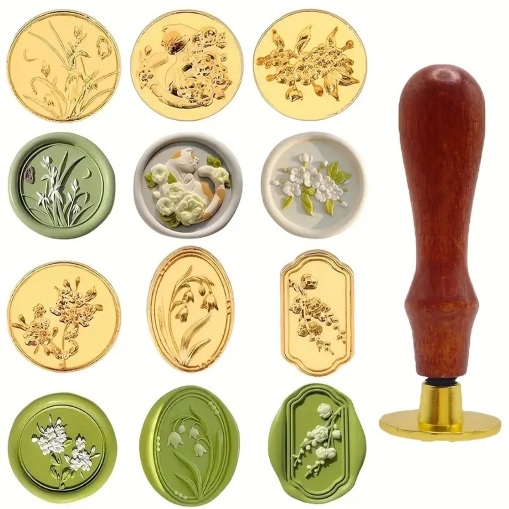 Hallmark Stainless Steel Floral Wax Seal Stamp Set